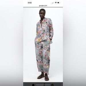 Zara printed 100% linen shirt L and trousers XL
